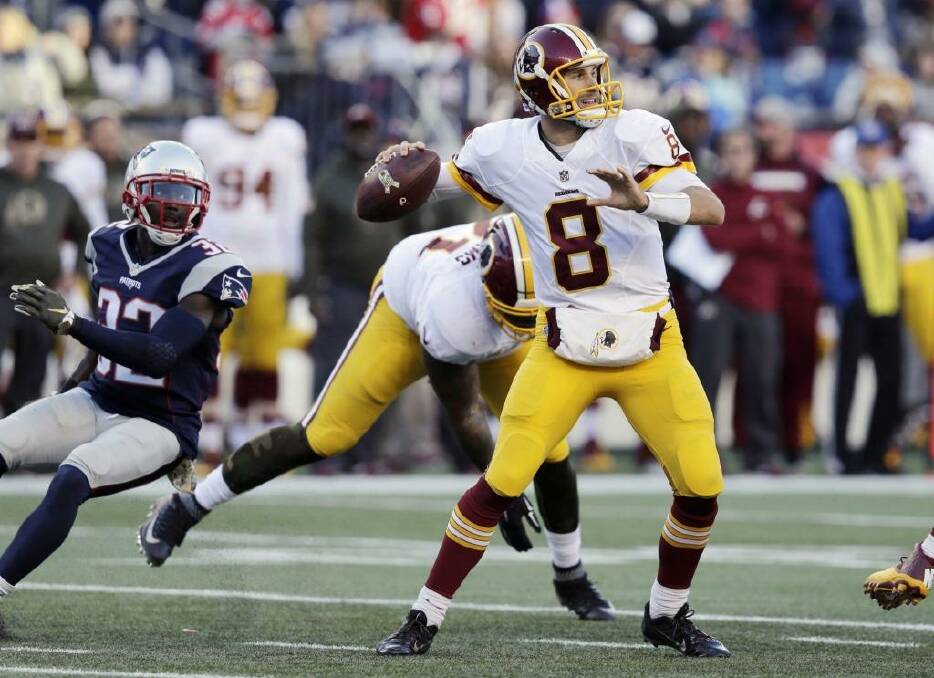 ADVANCE FOR SUNDAY, NOV. 15 AND THEREAFTER  - In this photo taken Nov. 8, 2015, Washington Redskins quarterback Kirk Cousins passes against the New England Patriots during the second half of an NFL football game in Foxborough, Mass.  How the matchup between Cousins and New Orleans Saints quarterback Drew Brees plays out when the Saints (4-5) visit the Redskins (3-5) on Sunday could go a long way toward determining the way the rest of the season plays out for both teams.(AP Photo/Charles Krupa) Photo: Charles Krupa