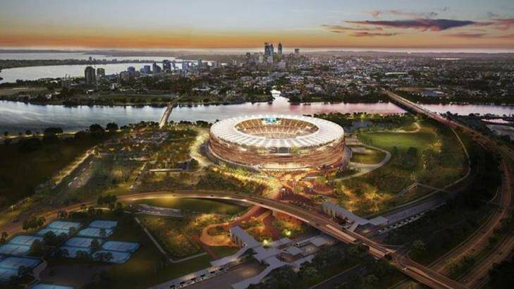 The new Perth Stadium will host around 60,000 people, bringing it in line with the rest of the states bigger venues. Photo: Courtesy of Perth Stadium