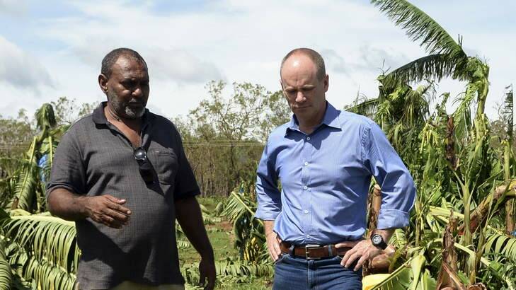 Queensland Premier Campbell Newman with Greg McLean, Mayor of the Indigenous township of 
Hope Vale. Photo: nmoir@fairfaxmedia.com.au