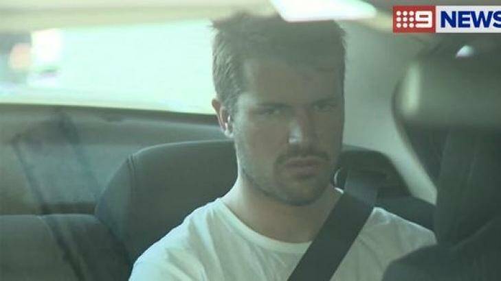 Gable Tostee is driven to Southport Watchhouse.  Photo: Nine News