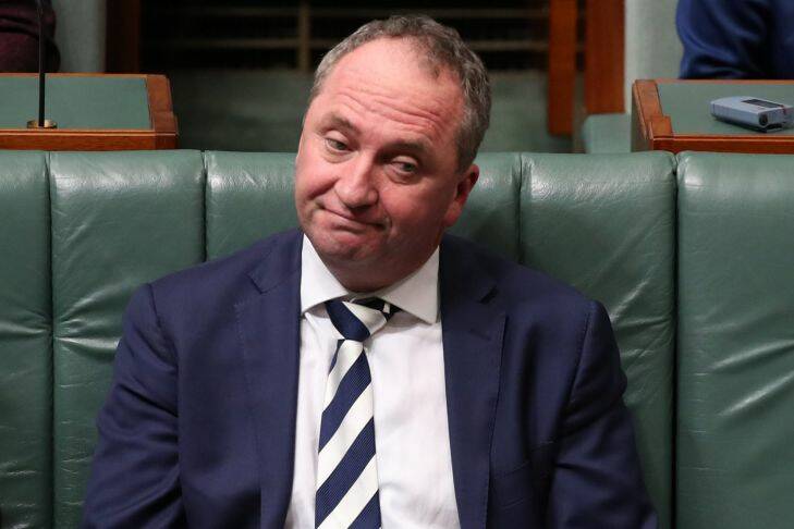 Deputy Prime Minister Barnaby Joyce during question time at Parliament House Canberra on Thursday 19 October 2017. Fedpol. Photo: Andrew Meares 
