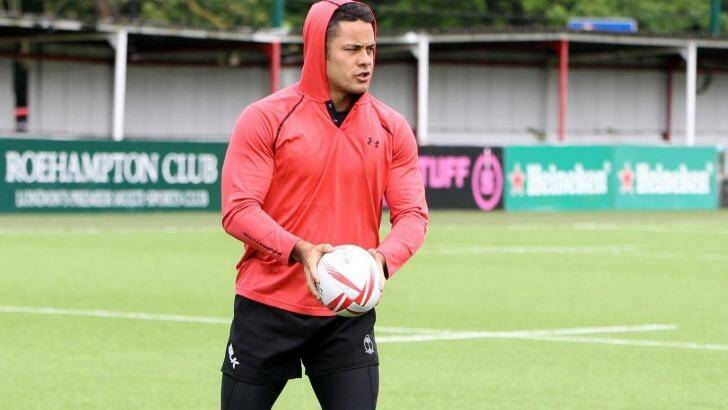 Jarryd Hayne during a Fijiian Rugby Union training session in London. Photo: Martin Seras Lima/World Rugby