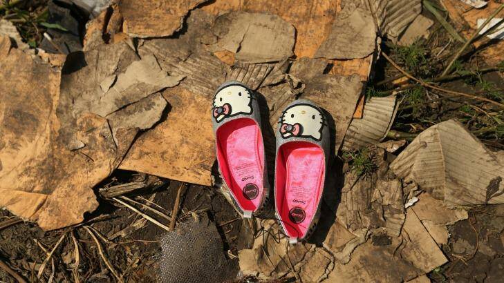A pair of shoes lay at the MH17 crash site. Photo: Kate Geraghty