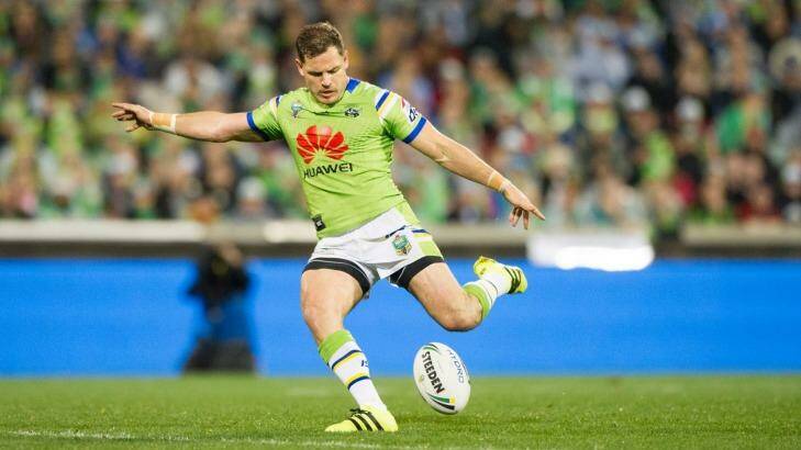 Canberra Raiders halfback Aidan Sezer is looking forward to reigniting his "chemistry" with Blake Austin. Photo: Jay Cronan