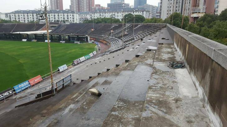Work to do: Shanghai stadium where the Port Adelaide-Gold Coast match will be held in round 8.  Photo: Supplied