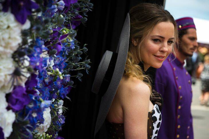 4/11/17 Actress Melissa George arrives at the Birdcage on Derby Day, 2017, Flemington Racecourse. Photograph by Chris Hopkins
