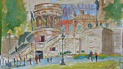 A sketch of the Shrine of Remembrance, by Tom Mason.