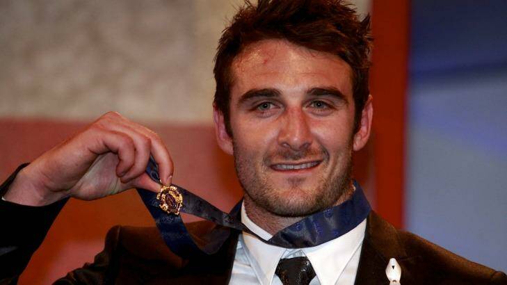Jobe Watson with the 2012 Brownlow Medal. Photo: Paul Rovere