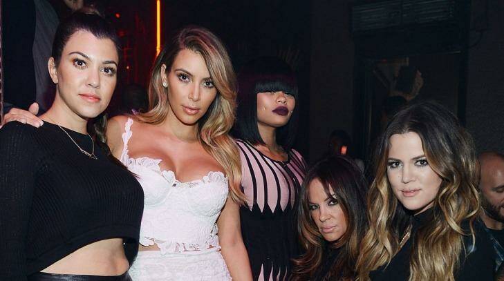 (L-R) Kourtney Kardashian, Kim Kardashian, Blac Chyna, a friend, and Khloe Kardashian at Kim's birthday in 2013. Photo: Denise Truscello