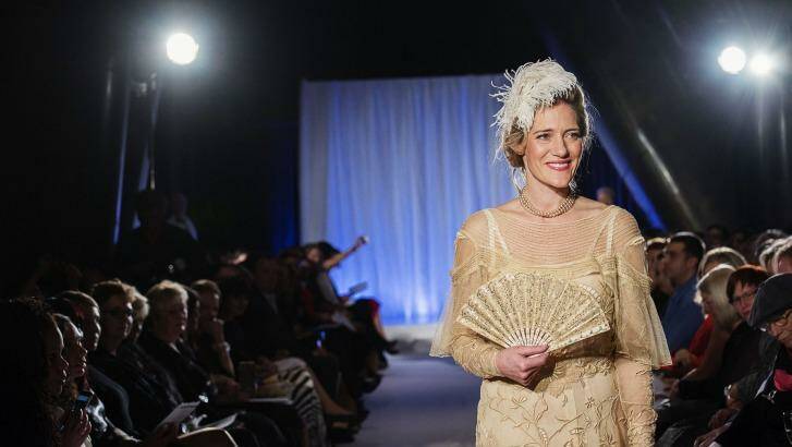 Kelly Doust on the catwalk at 100 Years of Power Dressing in Sydney last year. Photo: Christopher Pearce