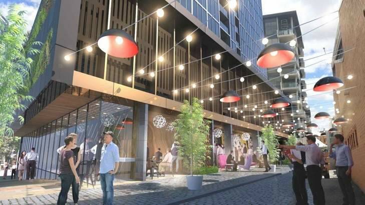 Under the plan, shops, cafes and restaurants would spill into a laneway, or cross-block link, from Melbourne Street to Fish Lane. Photo: Supplied