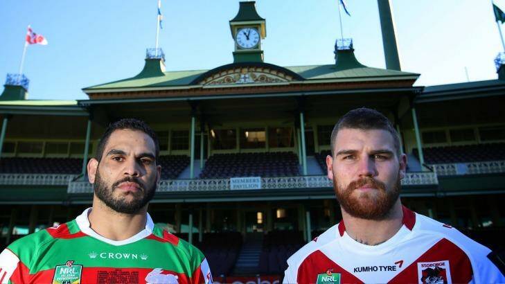 One of a kind: Opposing fullbacks -  (from left) Greg Inglis from Souths and the Dragons' Josh Dugan - will square off on Saturday. Photo: James Alcock