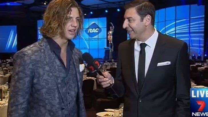When Nat Fyfe stood next to Basil Zempilas at last year's WA Sports Star awards, the pair appeared on par height-wise. Photo: Seven News