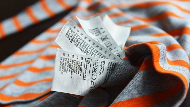 Clothing Care tags on one clothing item. Photo: Joe Armao