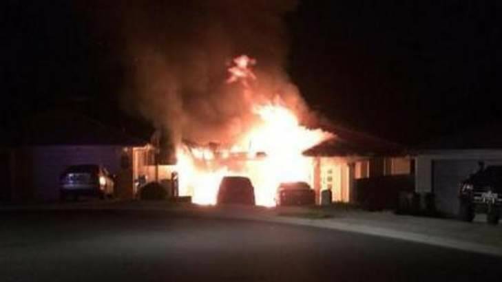 Digger's house burns in Ipswich. Photo: Joel Dry/Channel 9