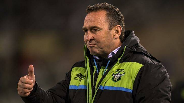 Raiders fans think coach Ricky Stuart is the man to end their premiership drought. Photo: Brett Hemmings