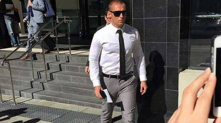 Police officer Daniel Jamieson leaves court after pleading not guilty Photo: 6PR