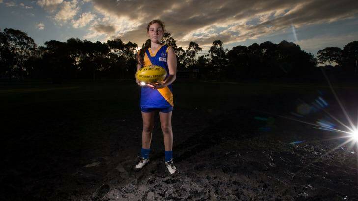 Caley Ryan, 12, can now share the AFL dreams of her male counterparts. Photo: Jason South