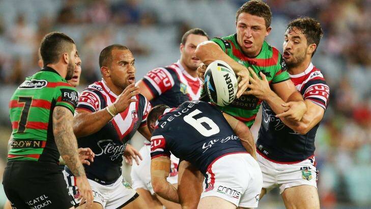 Back with a bang: Rabbitohs superstar Sam Burgess will return to the NRL in a Sunday afternoon blockbuster against the Roosters on March 6.   Photo: Getty Images 