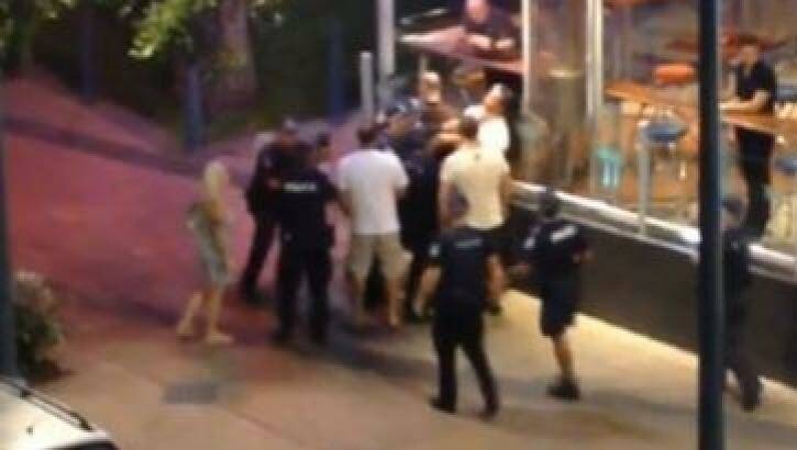 A screenshot of the footage of Ray Currier's arrest, in which he appears to be struck several times by police. Photo: Supplied