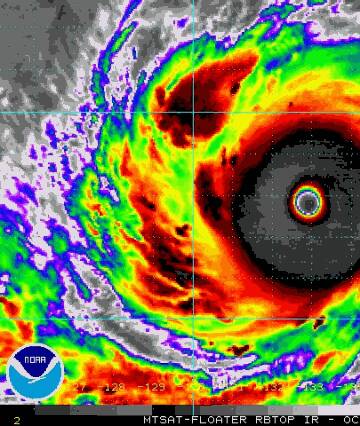 FEARSOME SIGHT: An enhanced image of Typhoon Vongfong. Photo:  NOAA
