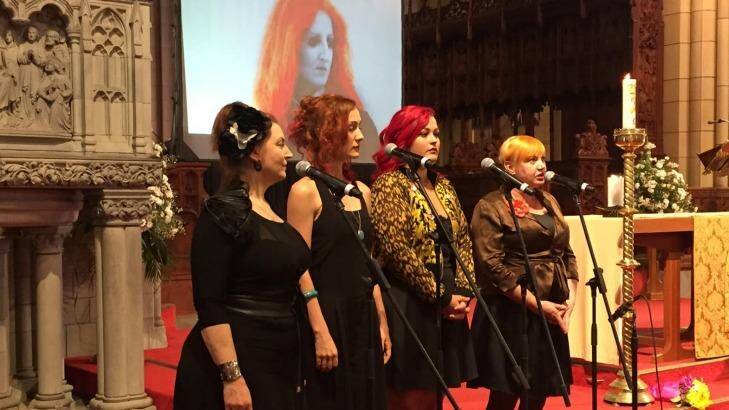 Women in Voice perform at Lloyd's funeral at St John's Cathedral. Photo: Tony Moore