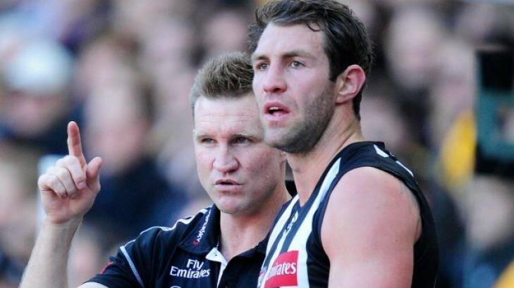 Nathan Buckley has had some pointed advice for Travis Cloke as the spearheads falls in and out of favour. Photo: Sebastian Costanzo
