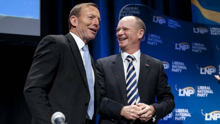Prime Minister Tony Abbott and Premier Campbell Newman at the LNP party state convention in July. Photo: Harrison Saragossi