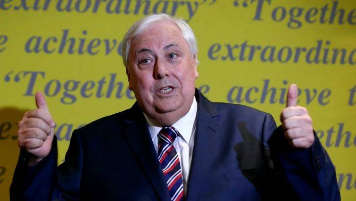 Clive Palmer addresses the media at a press conference on the High Court challenge in November. Photo: Alex Ellinghausen