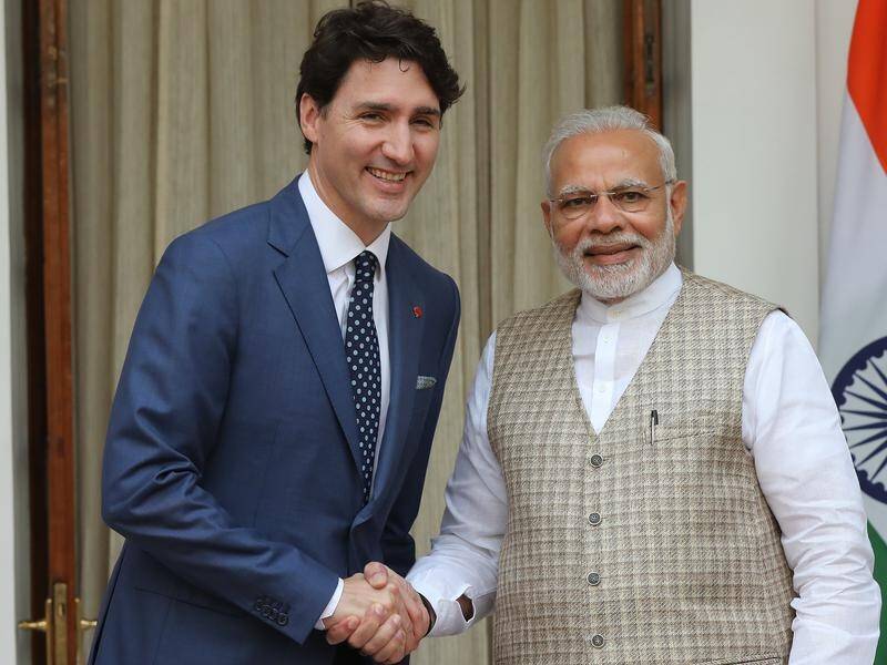 Justin Trudeau has met with India's Narendra Modi during a 7-day visit to the country.