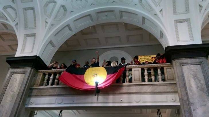 Protestors occupy Brisbane's City Hall. Photo: Supplied
