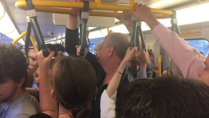 Packed trains on Ferny Grove and Beenleigh lines due to delays caused by a track fault. Photo: RACQ