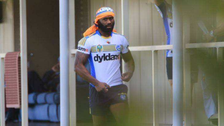 Controversial: Semi Radradra arrives at training with the Parramatta Eels on Friday morning. Photo: Kirk Gilmour