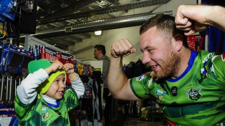 Little and large: Canberra Raiders big man Shannon Boyd will play in the Auckland Nines this year. Photo: Melissa Adams
