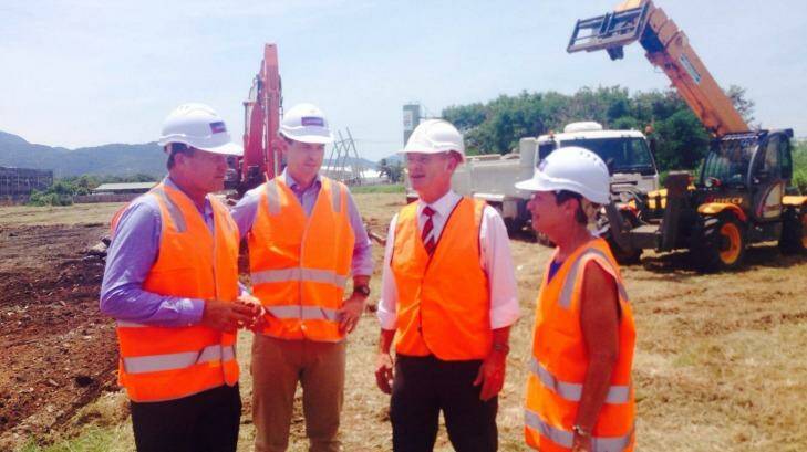Premier Campbell Newman on the site of the new $400 million construction. Photo: Kim Stephens