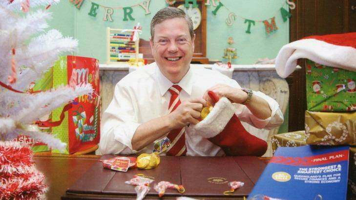 It's that time of year when Queensland politicians, including Treasurer Tim Nicholls, do their bit for Christmas cheer. Photo: Supplied