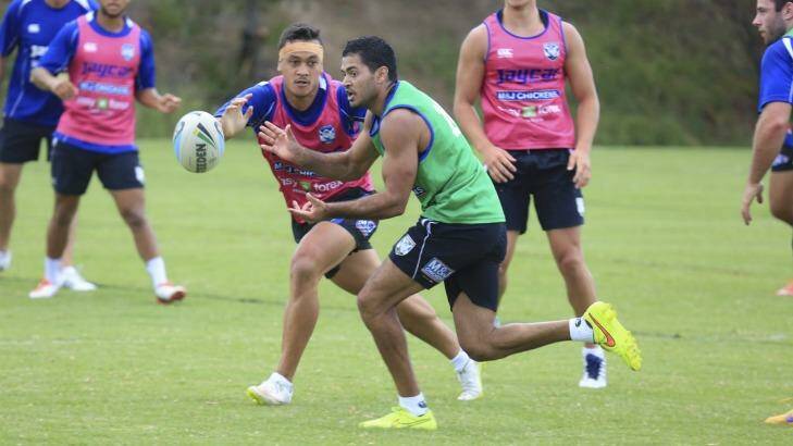 Family tradition: Lindon McGrady offloads at Canterbury training. Photo: Supplied