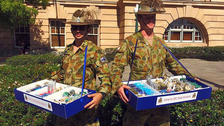 Military personnel posted around the CBD raising funds for war veterans. Photo: Pak Yiu