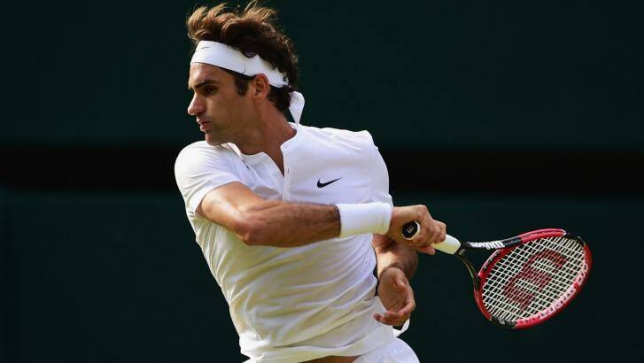 Roger Federer in full flight against Andy Murray in last year's Wimbledon semi-final. Photo: Shaun Botterill/Getty Images