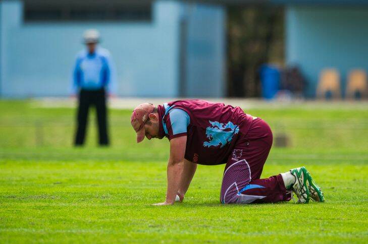 John Gallop Cup Wests-UC Vs Queanbeyan 2017. Joe Cook dissapointed after missing a catch. Photo: Dion Georgopoulos