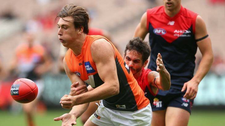 Former Giant Caleb Marchbank is heading to Carlton with teammates Rhys Palmer and Jarrod Pickett. Photo: Quinn Rooney