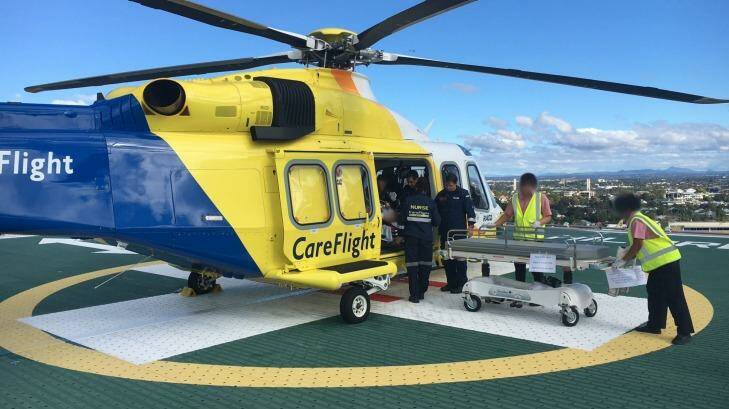 RACQ CareFlight airlifted a girl with serious burn injuries to Brisbane's Lady Cilento Children's Hospital. Photo: RACQ CareFlight
