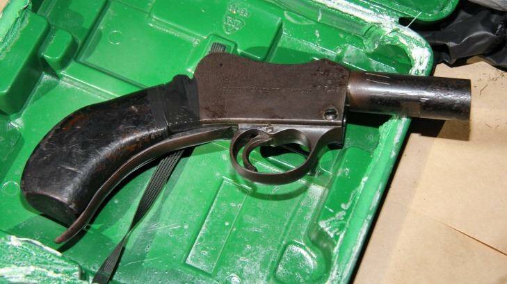 The hand gun found buried in a Birkdale backyard. Photo: supplied