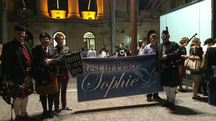 Crowds gather at King George Square ahead of a tribute march to Kurilpa Park for slain student Sophie Collombet. Photo: Renee Melides