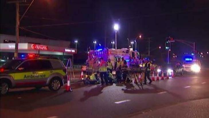 An 18-year-old has been hospitalised with head injuries after being hit by a truck in Brisbane's east. Photo: Nine News Brisbane / Twitter