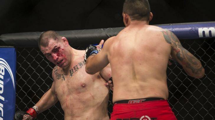 A bloodied Velasquez was defeated by Werdum through submission. Photo: Christian Palma