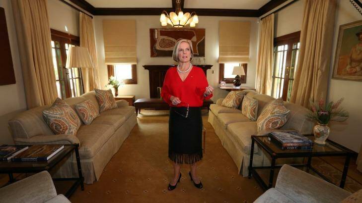 Lucy Turnbull in the drawing room at the Lodge. Photo: Andrew Meares
