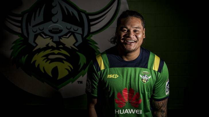 Centre Joey Leilua re-signed with the Raiders until the end of 2018 last week. Photo: Jamila Toderas