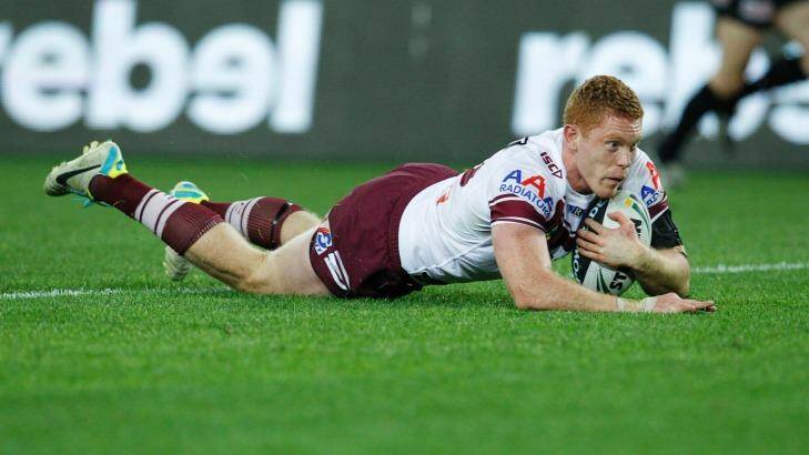 Tom Symonds has secured a starting spot in the Manly back row. Photo: James Brickwood