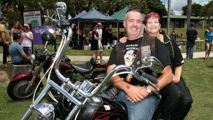 The Haven manager Gail Torrens and Brisbane American Motorcyle Club president Emmett O'Brien enjoy Back to School Day, an event both organisations worked together to provide.

Photo Jorge Branco / Caboolture News  Photo: Jorge Branco